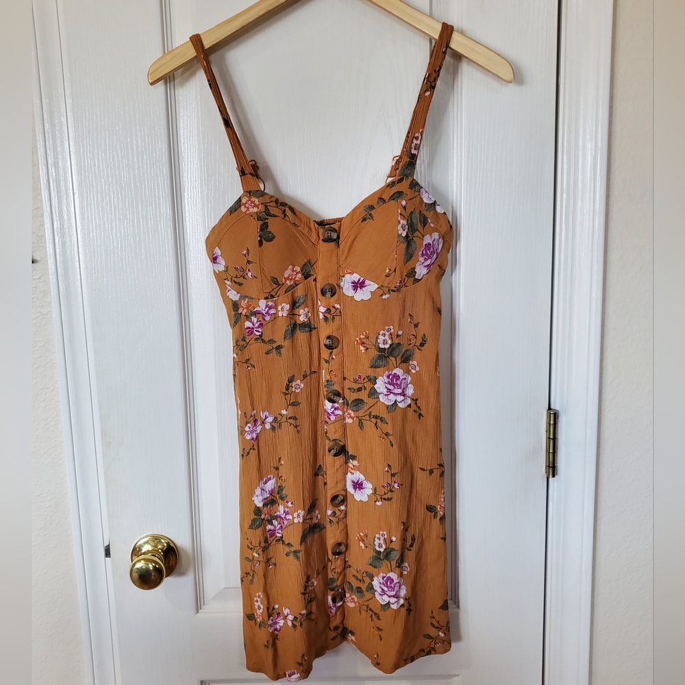 American Eagle mini dress, Faux Button-Down in Warm Brown Sz S